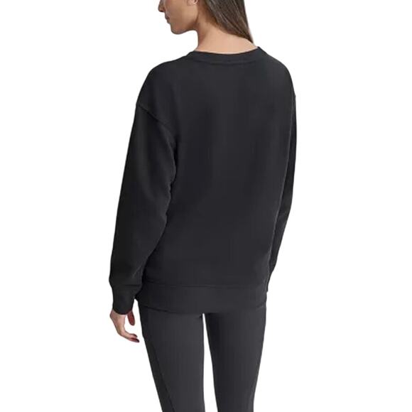 DKNY Women's Varsity Rhinestone-Logo Crewneck Fleece Sweatshirt NWT BLK SIZE XS - Picture 2 of 8